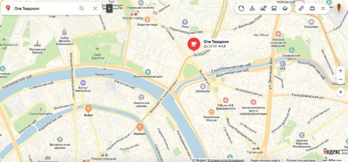 Daleko od stanice metra. Screenshot Yandex. karta