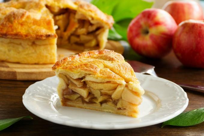 Americký jablečný koláč. Venku křupavý těsto, uvnitř - jablka. Fotografie - Yandex. fotografie