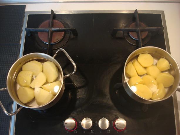 Vyfotit autorem (brambory na sporáku, na pravé straně „Pyaterochka“, na levé straně „Magnit“)